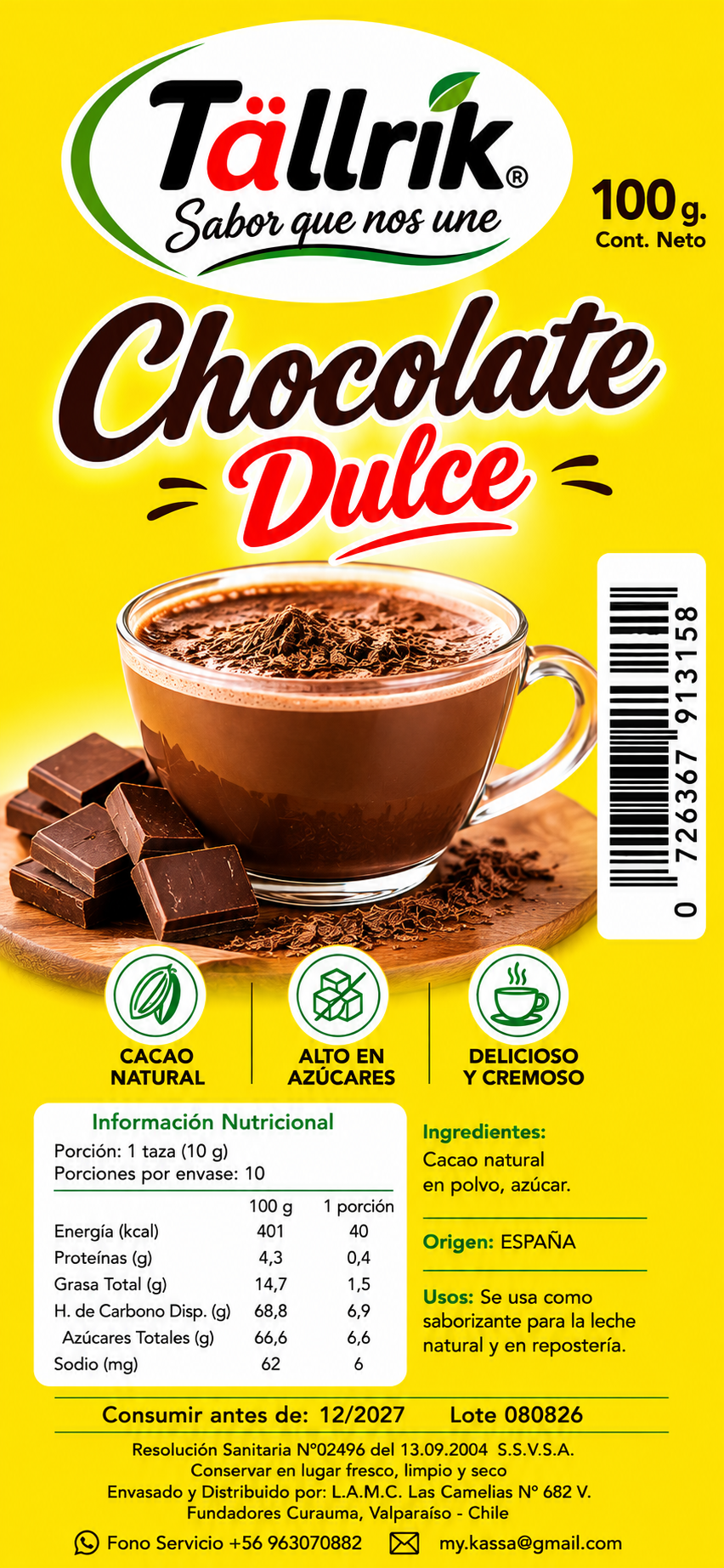 Etiqueta de Chocolate dulce Tallrik